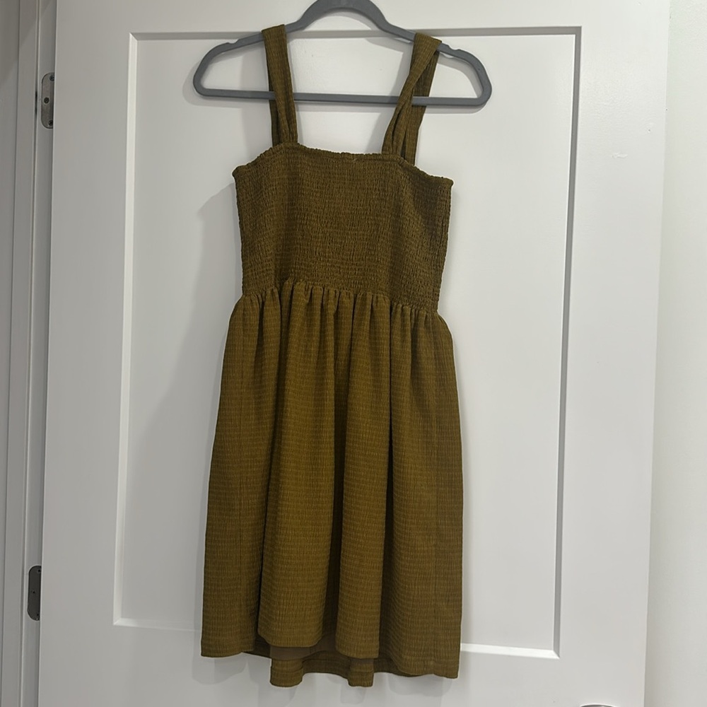 Madewell Olive Smocked Mini Dress - Picture 10 of 11